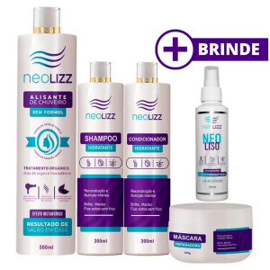 Neolizz – Alisante de Chuveiro – Shampoo – Condicionador – Mascara + Brinde